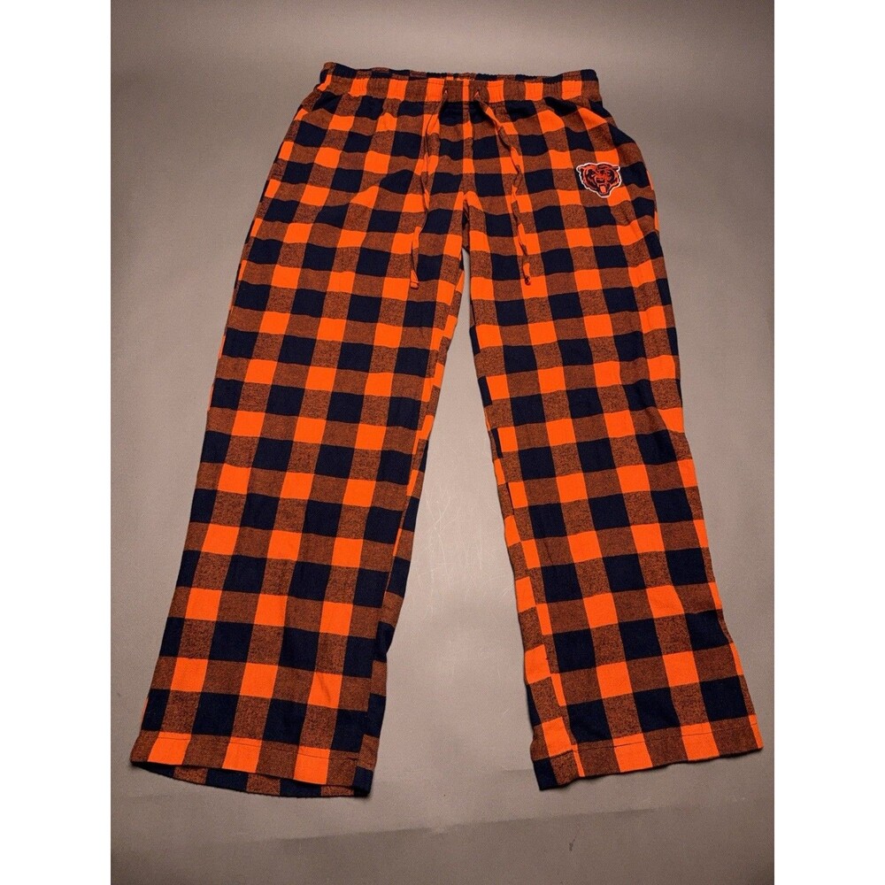 Chicago Bears Men's Large Navy Orange Flannel Pajama Pants